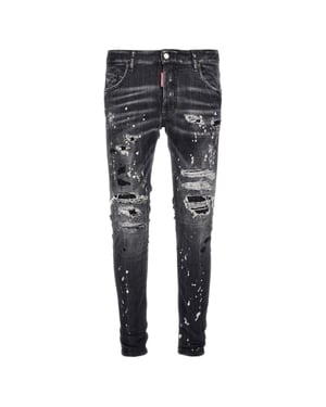 Dsquared2 Super Twinky Jeans Black Diamond Destroyed Wash Schwarze Jeans