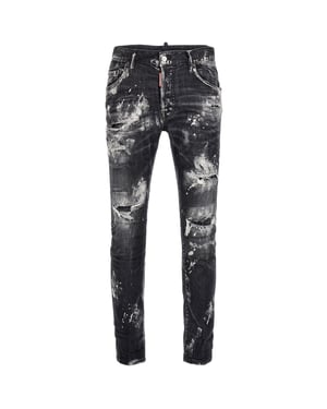 Dsquared2 Super Twinky Jeans Mit Destroyed Paint Effect, Schwarz