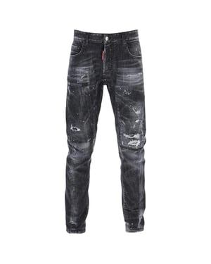 Dsquared2 Tidy Biker Jeans, Used-look, Schwarz