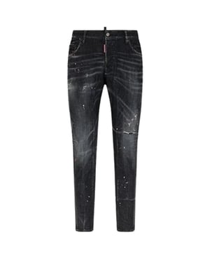 Dsquared2 Cool Guy Jeans Destroyed Paint Splash Wash Schwarze Jeans