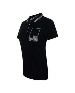 Moschino Poloshirt Mit Kleinem Box-logo, Schwarz