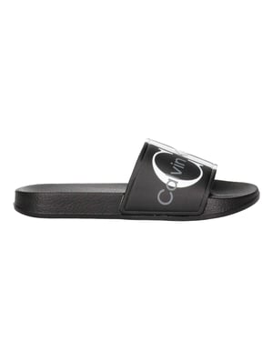 Calvin Klein - Logo Pantoffeln für Herren/Damen Unisex, Open Toe, Flach (Schwarz)