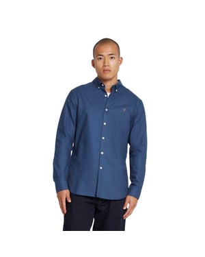 Farah - Button-Down-Hemd für Herren, Oxford-Stil, Langärmlig (Tiefblau)