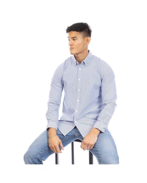Peter Werth - Button-Down-Hemd für Herren (Marine/Weiß)