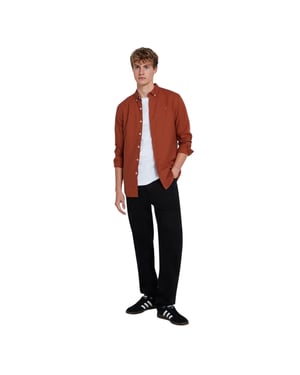 Farah - Button-Down-Hemd für Herren, Oxford-Stil, Langärmlig (Teakholz Braun)