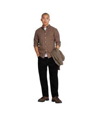 Farah - Button-Down-Hemd für Herren, Schmal, Langärmlig (Grau)