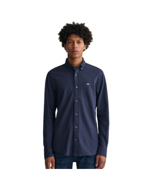 Gant - Button-Down-Hemd für Herren, Baumwolle Piqué, Regulär (Marine)