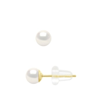 Ohrringe Gelbgold 750 - Echte Süßwasser-Zuchtperlen rund 4-5 mm