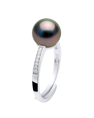 Ringschmuck - Echte Tahiti-Zuchtperle, rund 8-9 mm