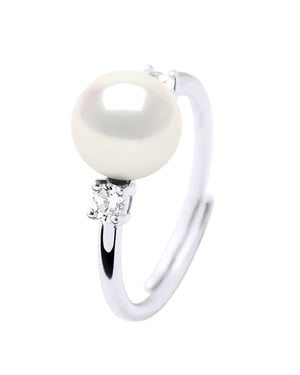 Ringschmuck - Echte Süßwasser-Zuchtperle, rund 7-8 mm