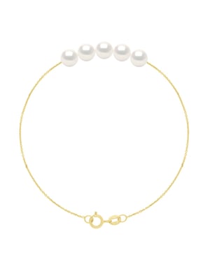 Armband – 5 echte Süßwasser-Zuchtperlen rund 6–7 mm