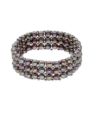 Armband 3 Reihen aus echten Süßwasserperlen 4 mm