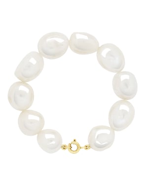 Armband Gold - Reihe echter Süßwasserperlen Barock 11-12 mm