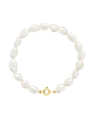 Armband Gold - Reihe echter Süßwasserperlen Barock 6-7 mm