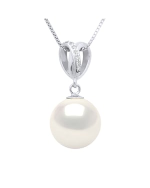 Anhänger Double Knot Weißgold – Diamanten 0,03 ct – echte Süßwasser-Zuchtperle rund 10–11 mm