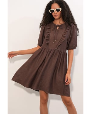 Damen A-Linien Mini Smock Kleid