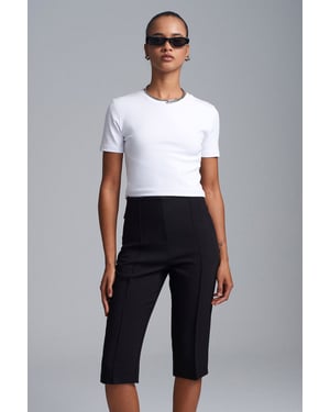Hochtaillierte Gerade Capri-Shorts mit Schlitz