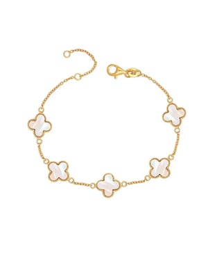 Damenarmband Kleeblatt Perlmutt Gold Sterling Silber 925 BIPU024
