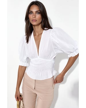 Taillierte Chiffon V-Ausschnitt Bluse