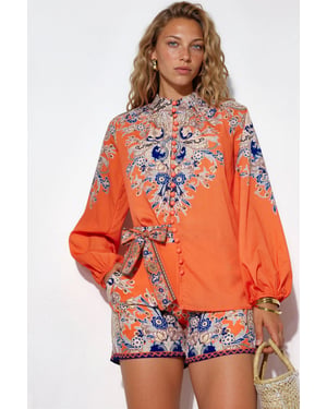 Paisley Woven Jumpsuit mit Bindeband-Detail