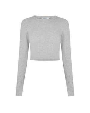 JJXX - "Feline" kurzes T-Shirt für Damen, Schmal, Langärmlig (Grau meliert)
