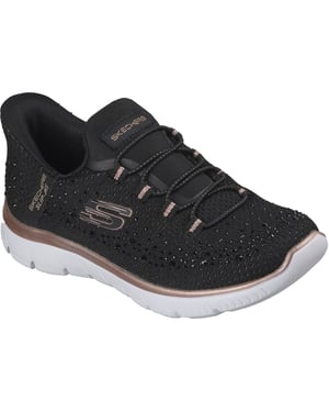 Skechers Summits Brilliant Shine Damen Schwarz Mesh/Roségold Akzent Sneaker