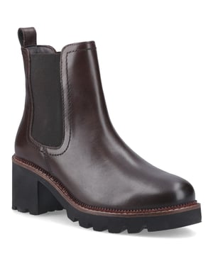 Hush Puppies Gaia Leder Damen Schokoladenfarbene Absatz Chelsea Stiefel