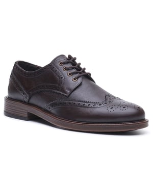 Hush Puppies Isaac Leder Herren BRAUNE Brogues Schuhe