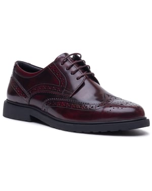 Hush Puppies Verity Hi-Shine Leder Damen Brogues Schuhe in Pflaume