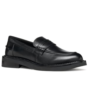 Geox D Serilda E Leder Damen schwarze Mokassins Schuhe