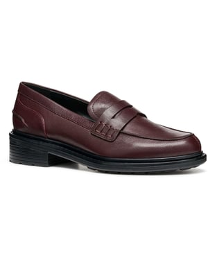 Geox D Walk Pleasure F Leder Damen Wein Mokassins Schuhe