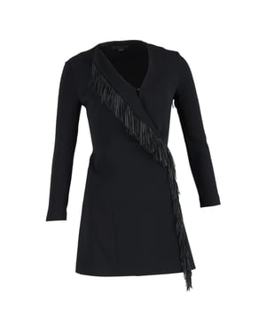 Alexander Wang Fransen-Wickelminikleid aus schwarzer Viskose