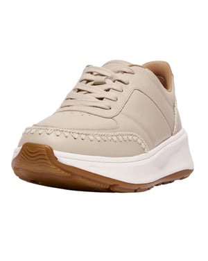 FitFlop - gehäkelt Sneaker für Damen, Leder, flach geformter Absatz (Beige)
