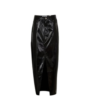 AmyLynn - "Lupe" Bleistiftrock für Damen, Vorderer Schlitz (Schwarz Metallic)
