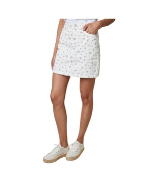 Threadbare - "Seoul" Minirock für Damen, Denim (Weiß)