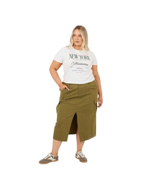 Brave Soul - Cargorock für Damen, Denim, Plus (Khakigrün)