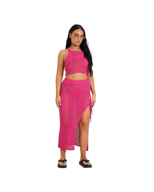 Missy Empire - Co-ord Set für Damen, gehäkelt (Pink)