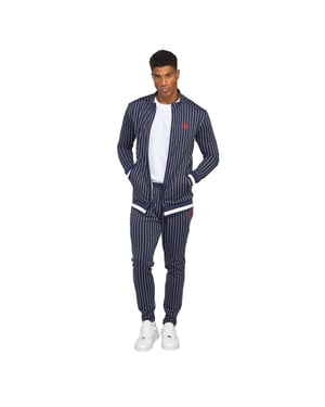 SikSilk - Trainingsjacke für Herren, Stehkragen, Athletisch, Raglan langärmelig (Marine)