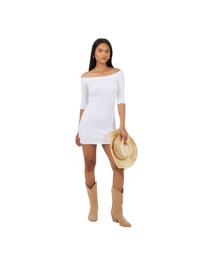 Brave Soul - Minikleid für Damen, Wellensaum (Weiß)