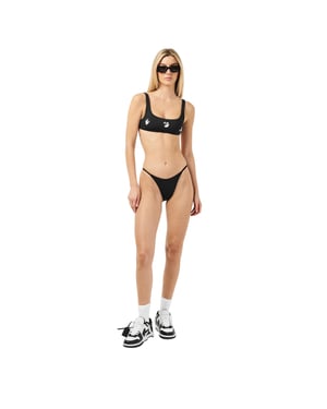 Off White - Bikini-Set für Damen, Eckiger Ausschnitt (Schwarz/Weiß)