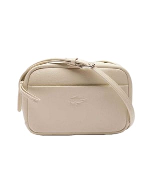 Lacoste - "City Court" Schultertasche, Leder (Weiß)