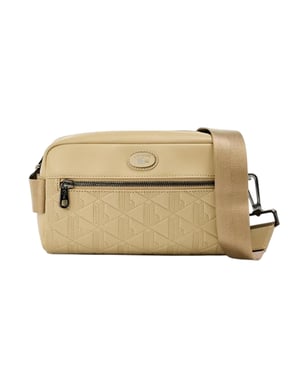 Lacoste - Umhängetasche, Geometrisches Muster, Leder (Beige)