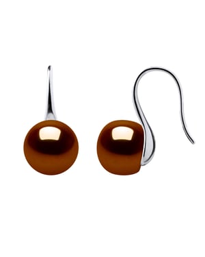 Ohrringe Haken Süßwasserperlen 9-10 mm Chocolate Buttons 925