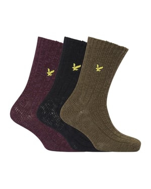 Lyle & Scott - Socken für Herren, Grobstrick (3er-Pack) (Bunt)