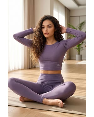 Baumwolle-Elastan Crop T-Shirt und Leggings Set