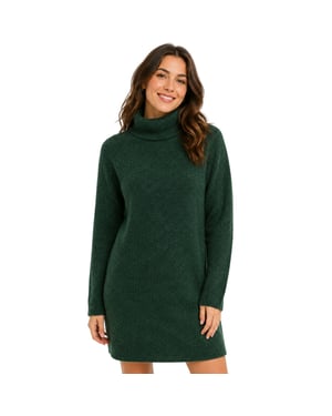 Pieces - Strickkleid für Damen, Rollkragen (Wandergrün)