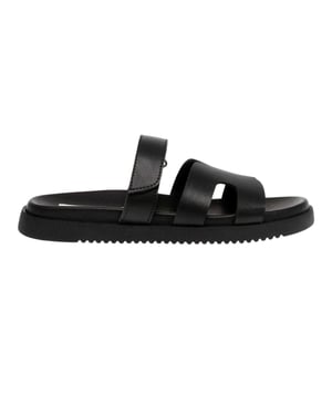 Steve Madden - "Missile-E" Pantoffeln für Kinder, Leder, flach geformter Absatz (Schwarz)