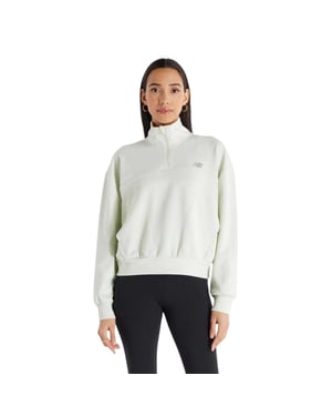 New Balance - Sweatshirt für Damen, mit kurzem Reißverschluss, Jerseyware, Übergroß (Minzgrün)