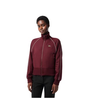 Lacoste - Trainingsjacke für Damen, Durchgehender Reißverschluss, Athletisch (Zinfandel)