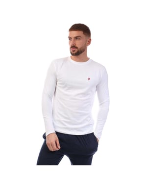 Farah - Loungewear Set für Herren, Baumwolle, Langärmlig (Weiß/Marine)